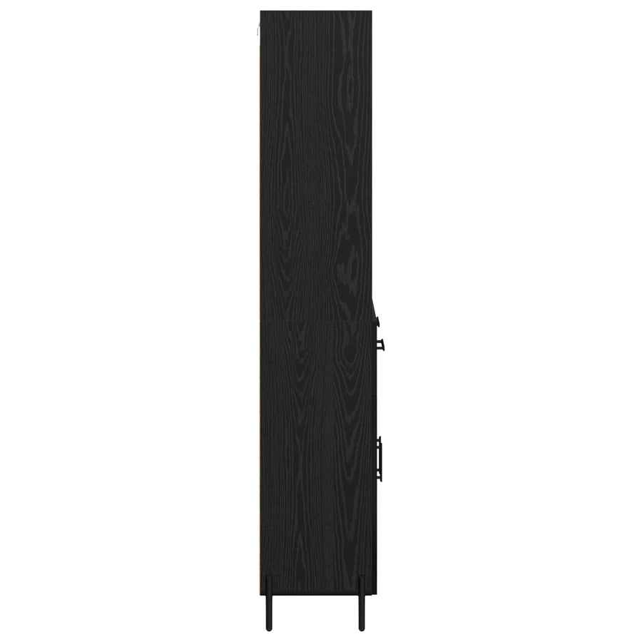 Hoge kast met lade Zwart eiken 69,5 x 34 x 180 cm Bewerkt hout