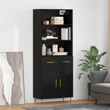 Hoge kast met lade Zwart Eiken 69,5 x 34 x 180 cm Bewerkt hout