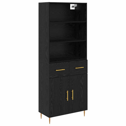 Hoge kast met lade Zwart Eiken 69,5 x 34 x 180 cm Bewerkt hout