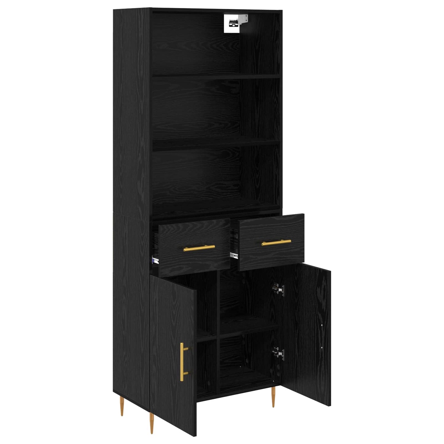 Hoge kast met lade Zwart Eiken 69,5 x 34 x 180 cm Bewerkt hout