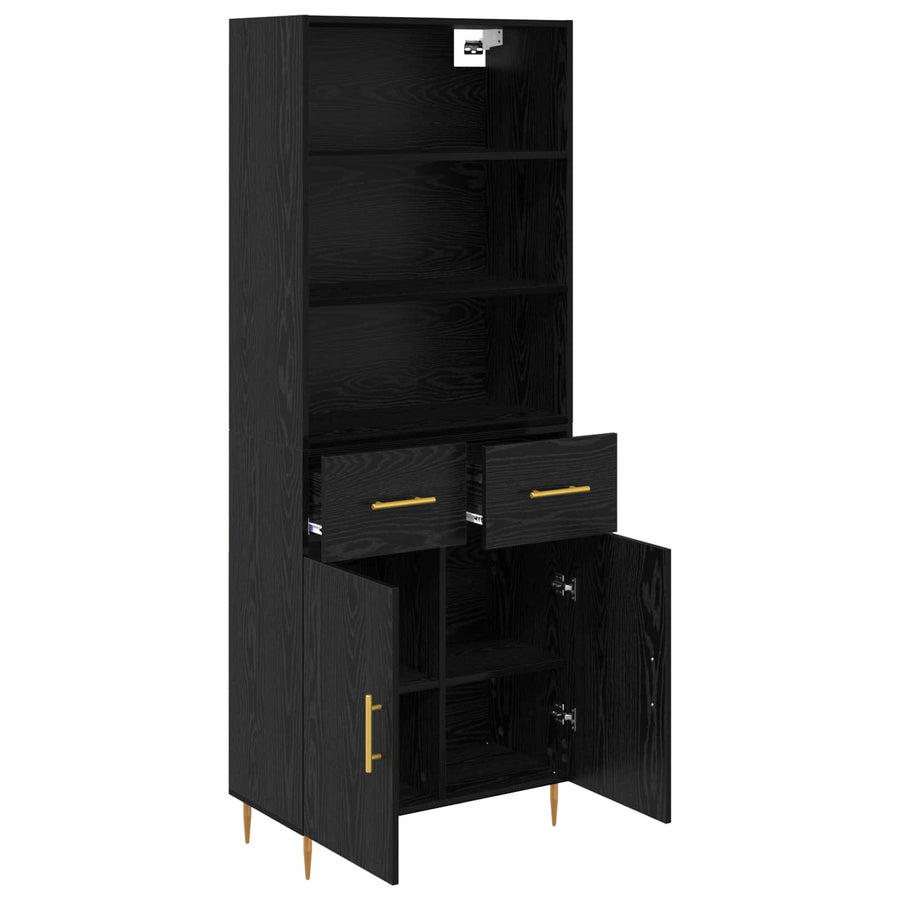 Hoge kast met lade Zwart Eiken 69,5 x 34 x 180 cm Bewerkt hout