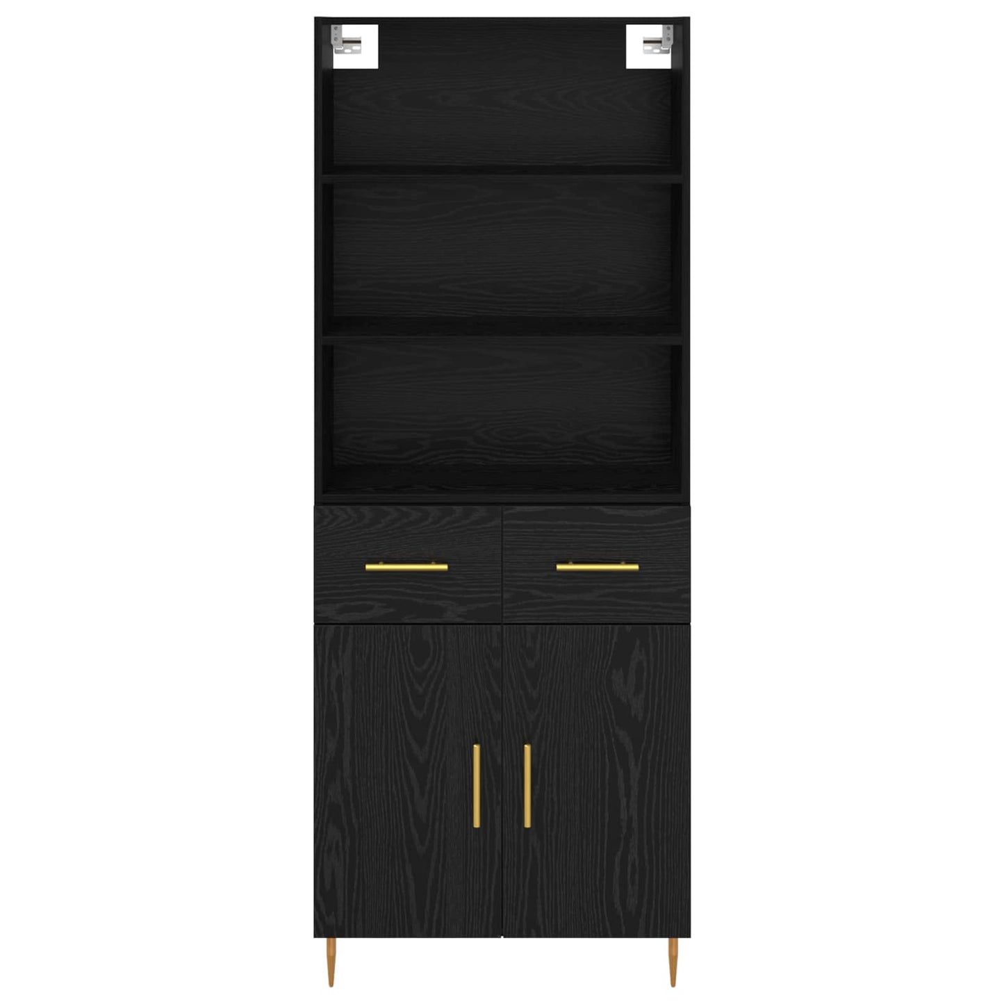 Hoge kast met lade Zwart Eiken 69,5 x 34 x 180 cm Bewerkt hout