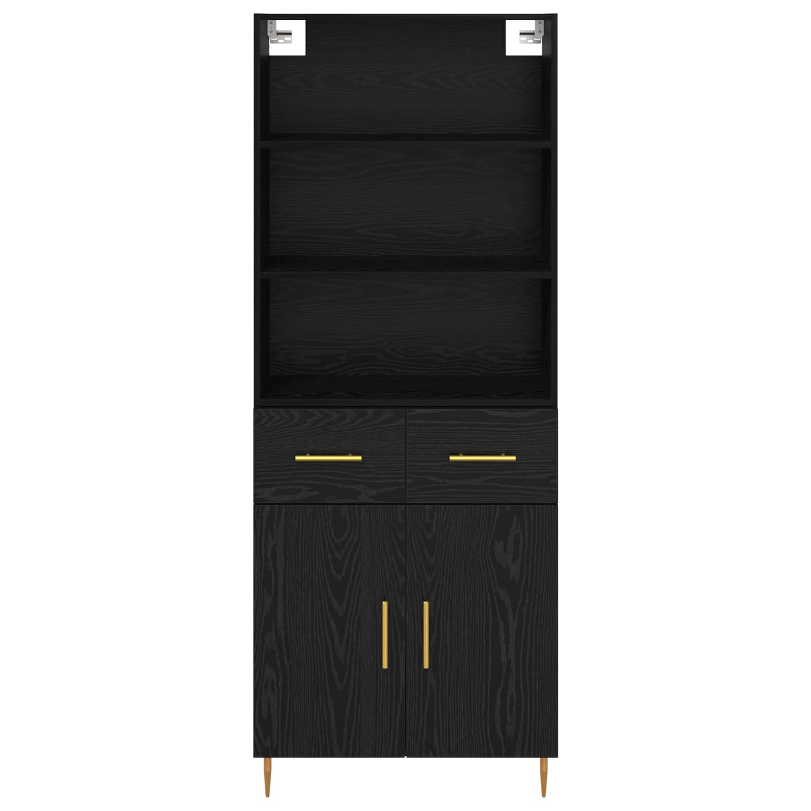 Hoge kast met lade Zwart Eiken 69,5 x 34 x 180 cm Bewerkt hout