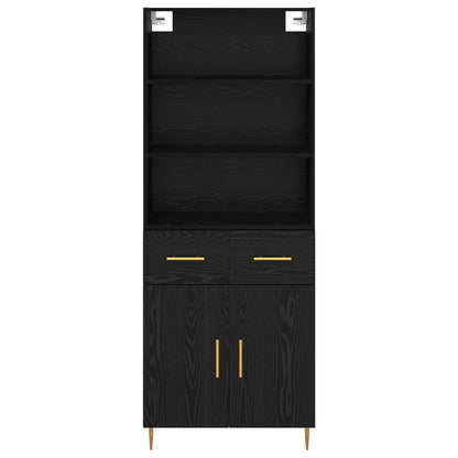 Hoge kast met lade Zwart Eiken 69,5 x 34 x 180 cm Bewerkt hout