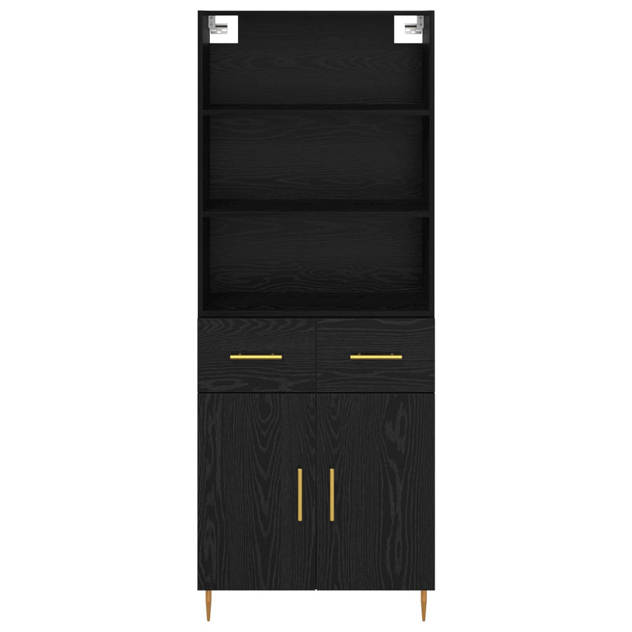 Hoge kast met lade Zwart Eiken 69,5 x 34 x 180 cm Bewerkt hout