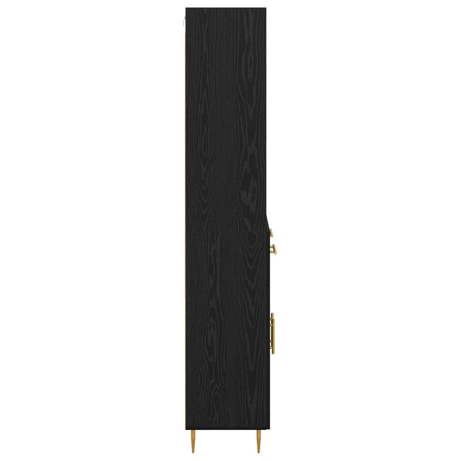 Hoge kast met lade Zwart Eiken 69,5 x 34 x 180 cm Bewerkt hout