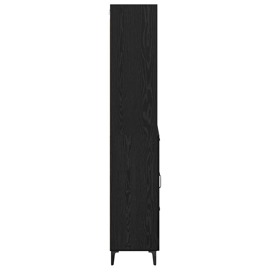 Dressoir Wandgemonteerd met lade 2 pcs Zwart Eiken Bewerkt hout