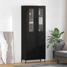 Highboard met lade Zwart Eiken 69,5 x 34 x 180 cm Bewerkt hout