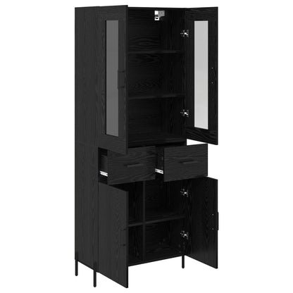 Highboard met lade Zwart Eiken 69,5 x 34 x 180 cm Bewerkt hout