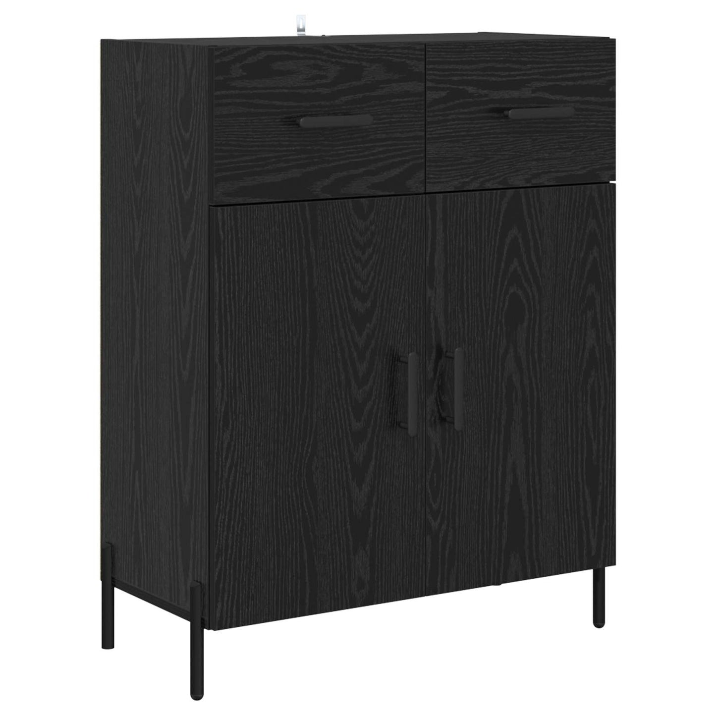 Highboard met lade Zwart Eiken 69,5 x 34 x 180 cm Bewerkt hout