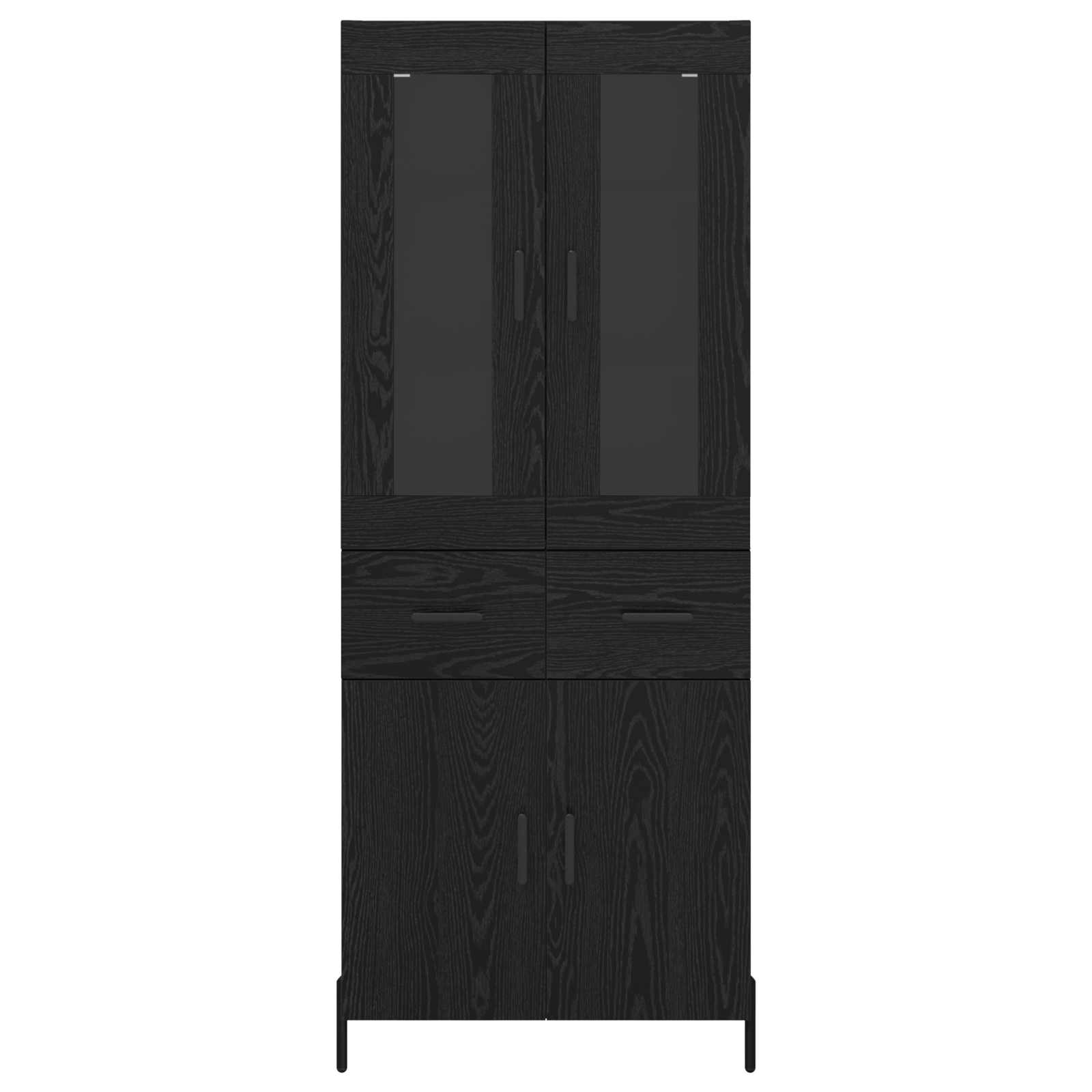 Highboard met lade Zwart Eiken 69,5 x 34 x 180 cm Bewerkt hout