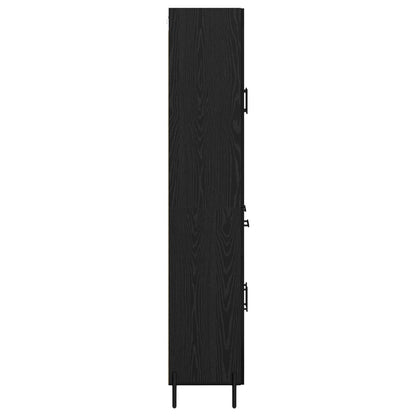 Highboard met lade Zwart Eiken 69,5 x 34 x 180 cm Bewerkt hout