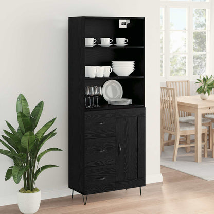 Hoge kast met lade Zwart Eiken 69,5 x 34 x 180 cm Bewerkt hout