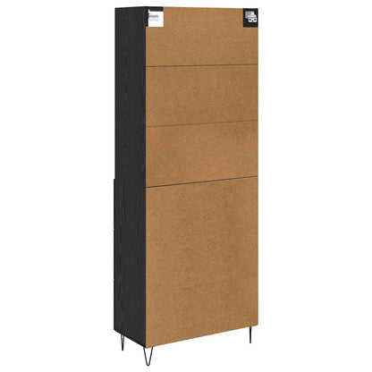 Hoge kast met lade Zwart Eiken 69,5 x 34 x 180 cm Bewerkt hout