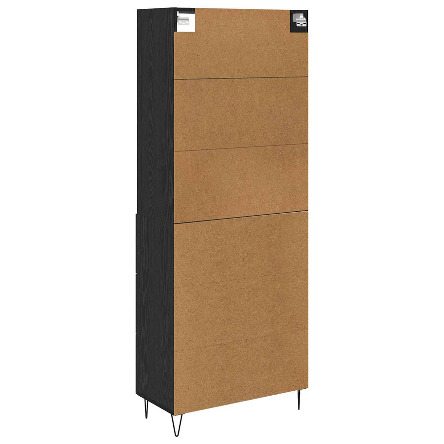 Hoge kast met lade Zwart Eiken 69,5 x 34 x 180 cm Bewerkt hout