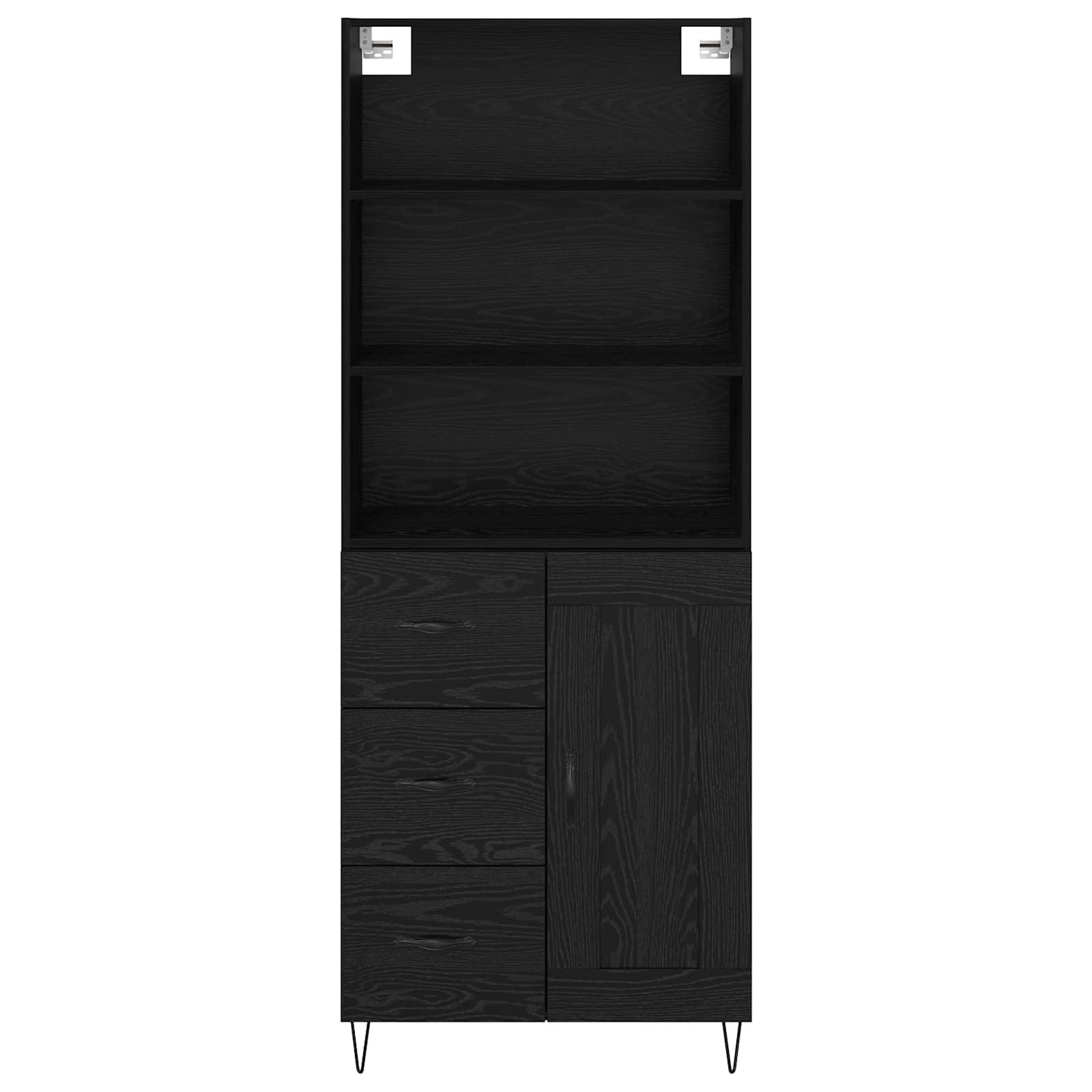 Hoge kast met lade Zwart Eiken 69,5 x 34 x 180 cm Bewerkt hout