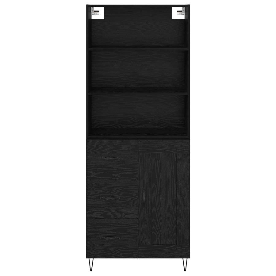 Hoge kast met lade Zwart Eiken 69,5 x 34 x 180 cm Bewerkt hout