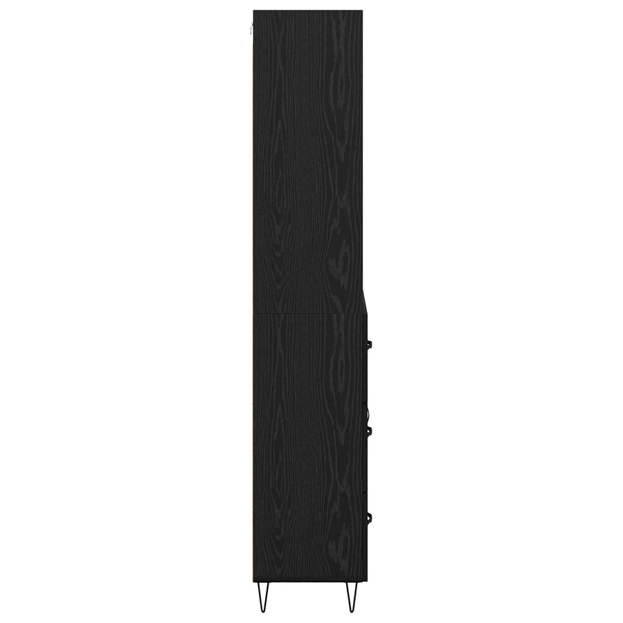 Hoge kast met lade Zwart Eiken 69,5 x 34 x 180 cm Bewerkt hout