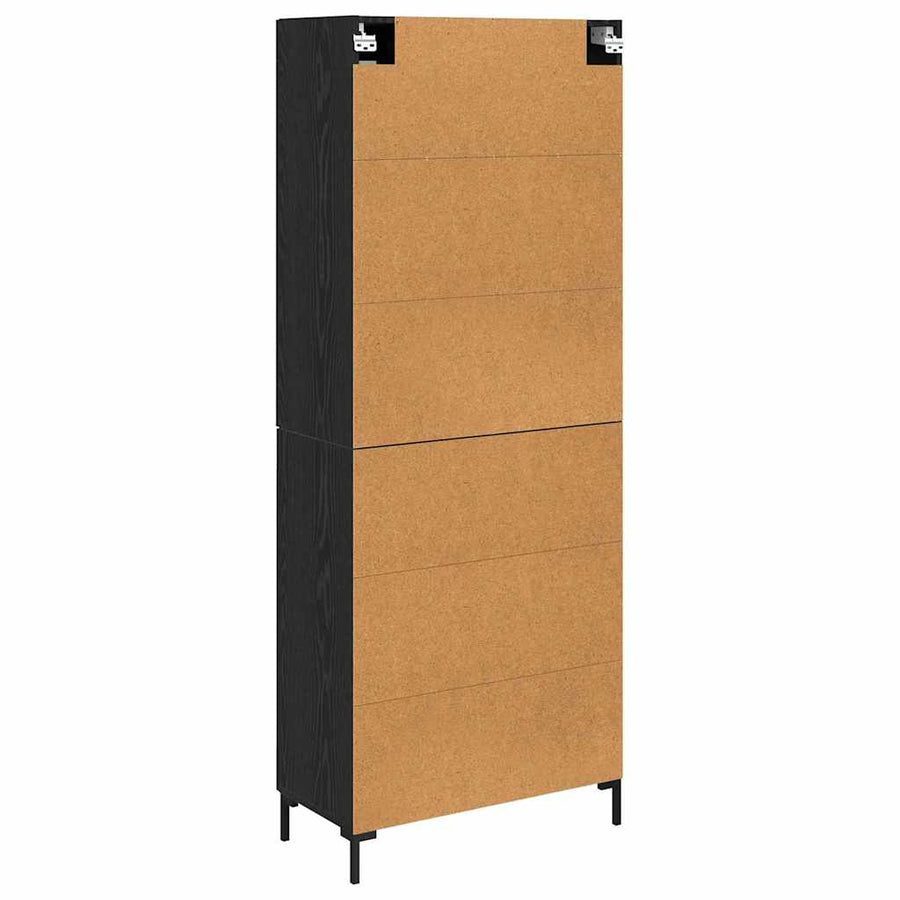 Hoge kast 2 pcs Zwart Eiken 69,5 x 34 x 180 cm Bewerkt hout