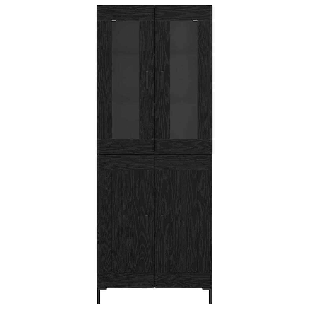 Hoge kast 2 pcs Zwart Eiken 69,5 x 34 x 180 cm Bewerkt hout