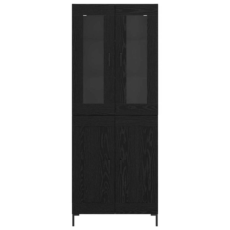 Hoge kast 2 pcs Zwart Eiken 69,5 x 34 x 180 cm Bewerkt hout