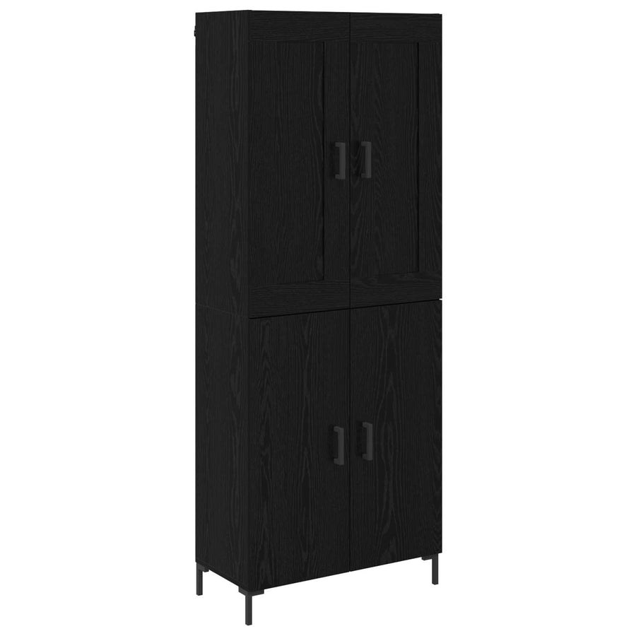 Hoge kast 2 pcs Zwart Eiken Bewerkt hout