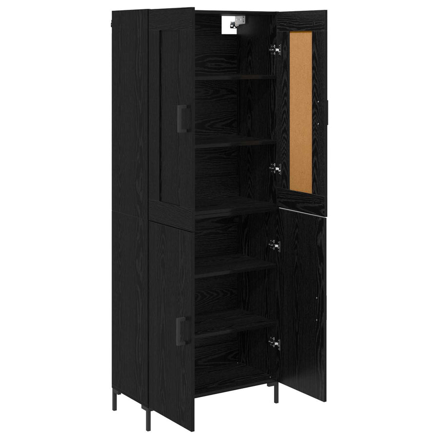 Hoge kast 2 pcs Zwart Eiken Bewerkt hout