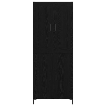 Hoge kast 2 pcs Zwart Eiken Bewerkt hout