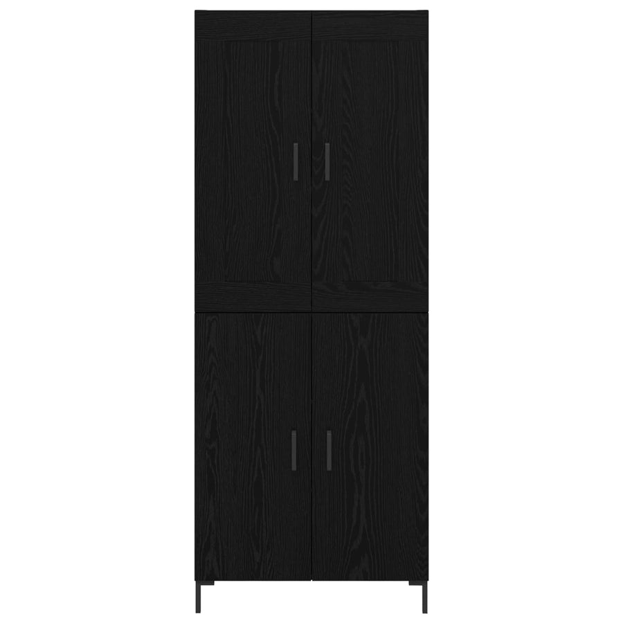 Hoge kast 2 pcs Zwart Eiken Bewerkt hout