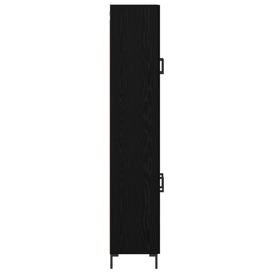 Hoge kast 2 pcs Zwart Eiken Bewerkt hout