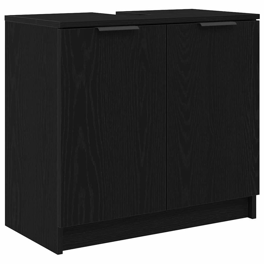 Badkamerkast set met plank 3 pcs Zwart Eiken Bewerkt hout