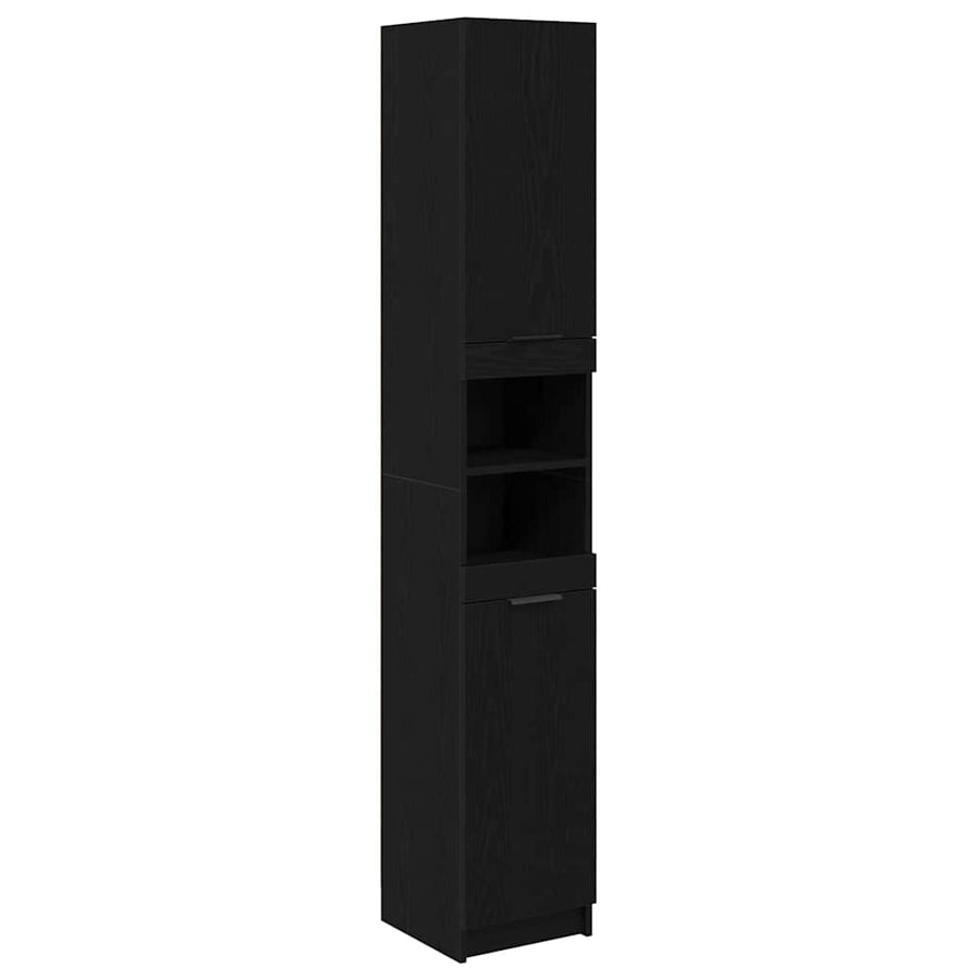 Badkamerkast set met plank 3 pcs Zwart Eiken Bewerkt hout