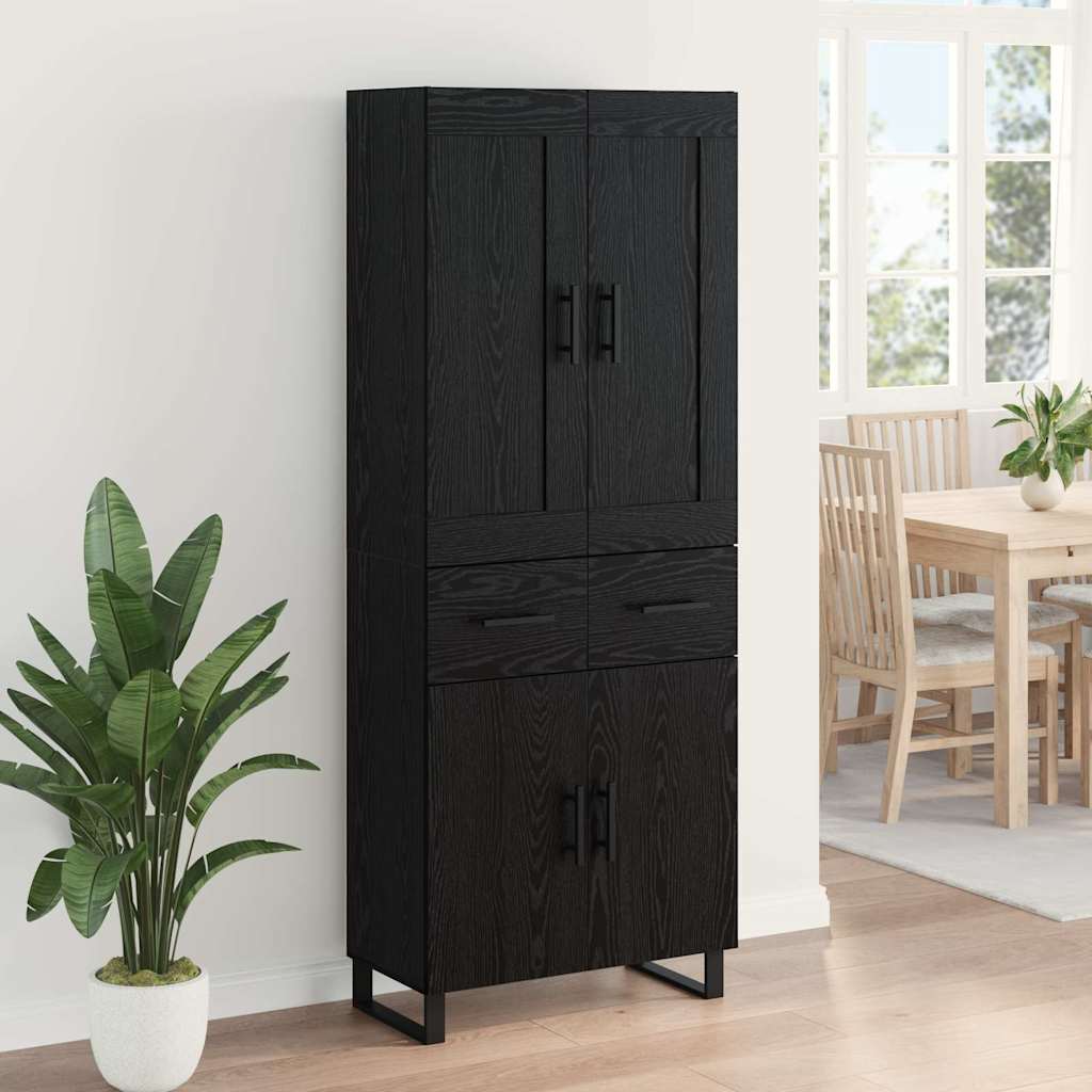 Highboard Wandgemonteerd 2 pcs Zwart Eiken Bewerkt hout