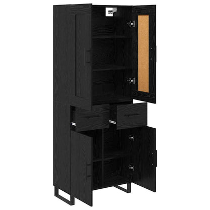 Highboard Wandgemonteerd 2 pcs Zwart Eiken Bewerkt hout