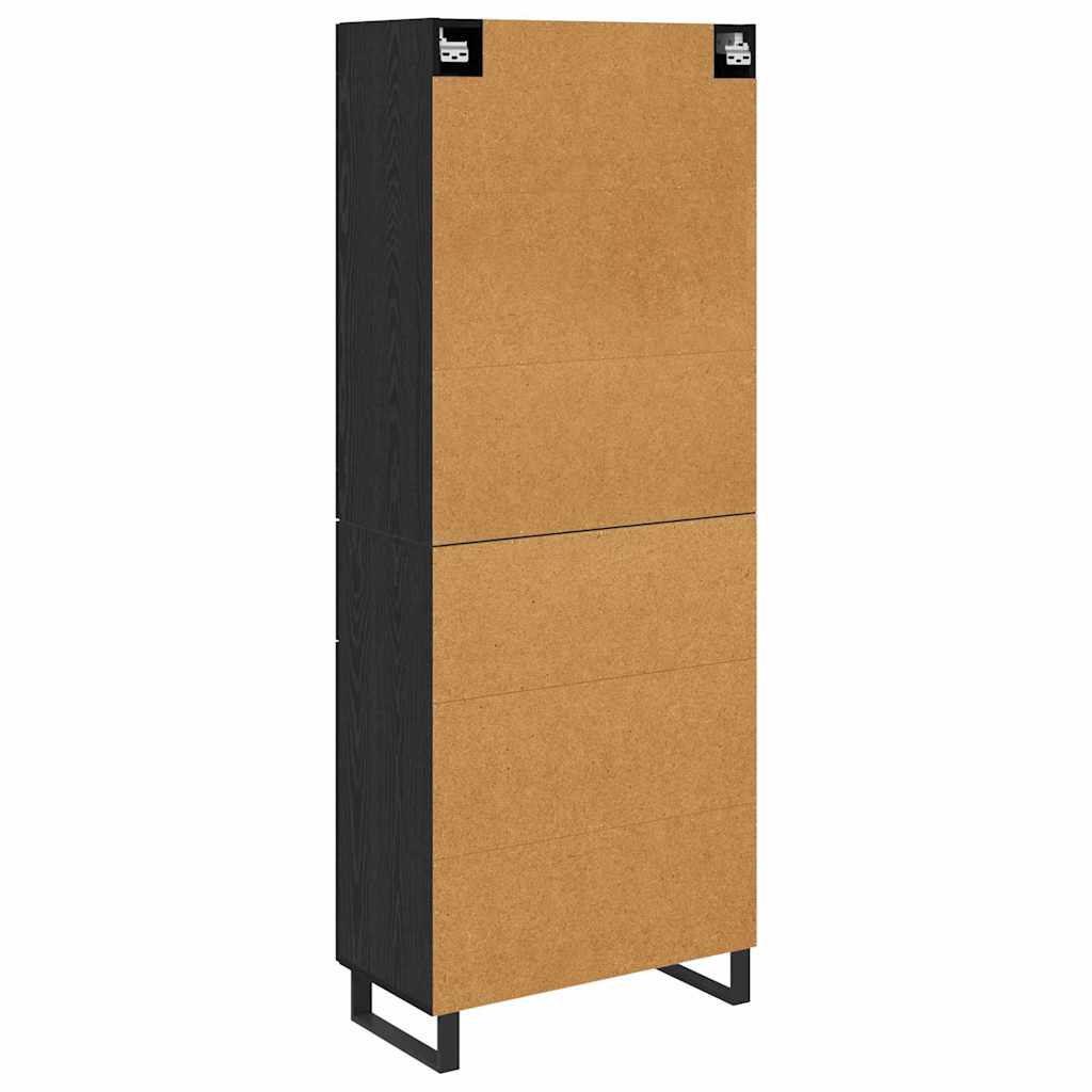 Highboard Wandgemonteerd 2 pcs Zwart Eiken Bewerkt hout