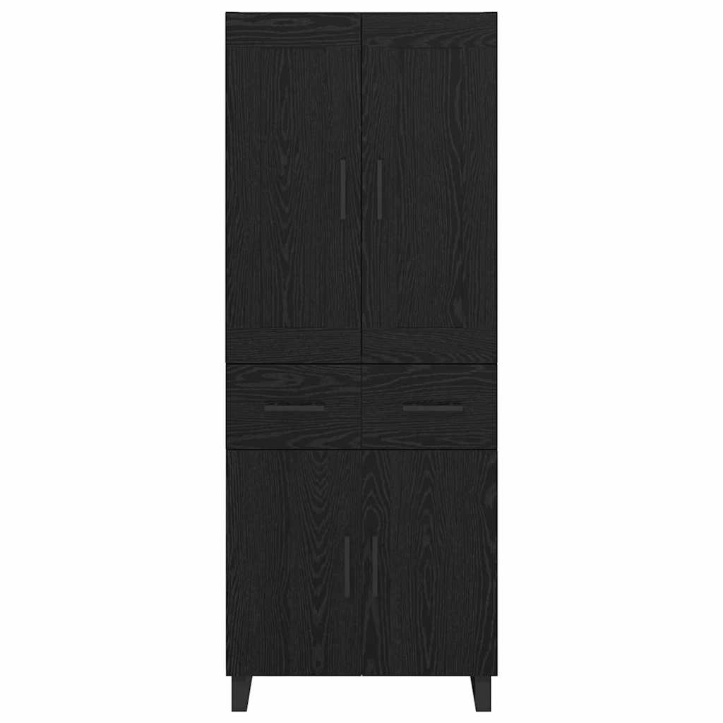 Highboard Wandgemonteerd 2 pcs Zwart Eiken Bewerkt hout