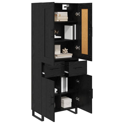Highboard Wandgemonteerd 2 pcs Zwart Eiken Bewerkt hout
