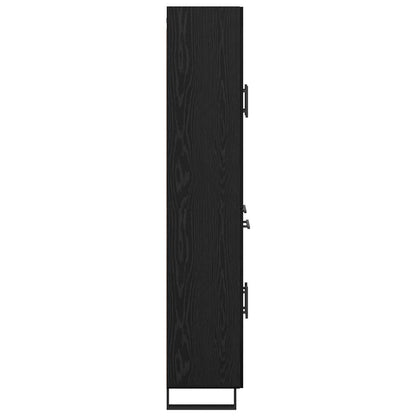 Highboard Wandgemonteerd 2 pcs Zwart Eiken Bewerkt hout