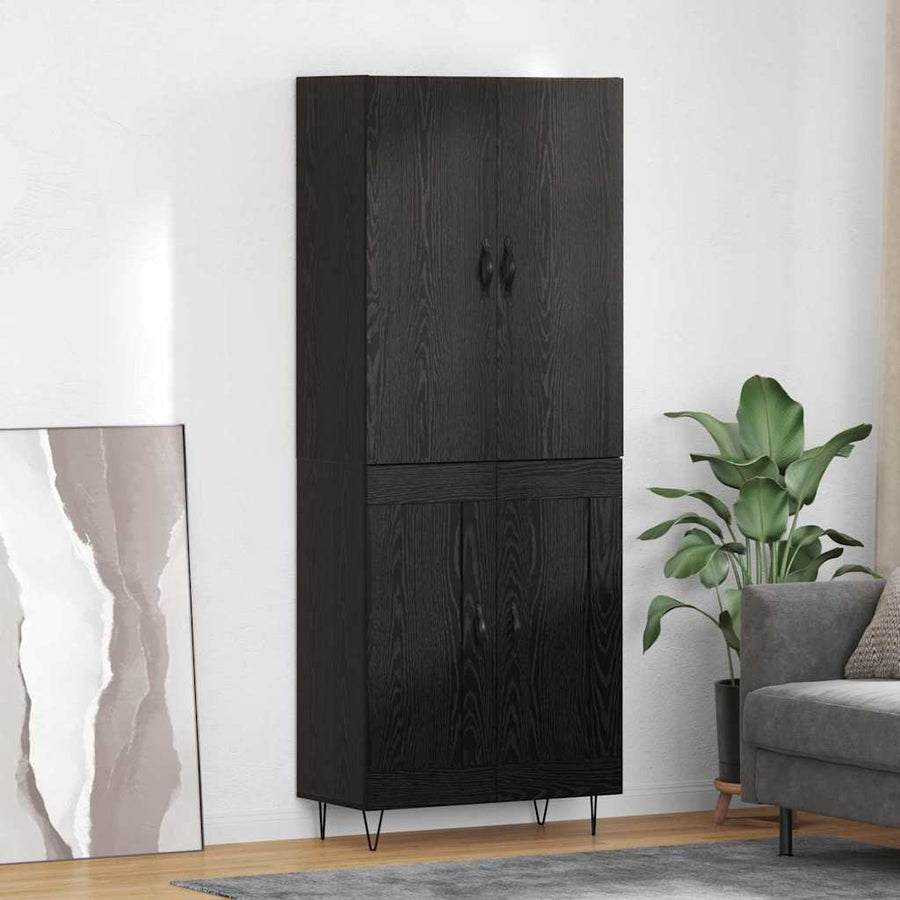 Highboard Wandgemonteerd 2 pcs Zwart Eiken Bewerkt hout