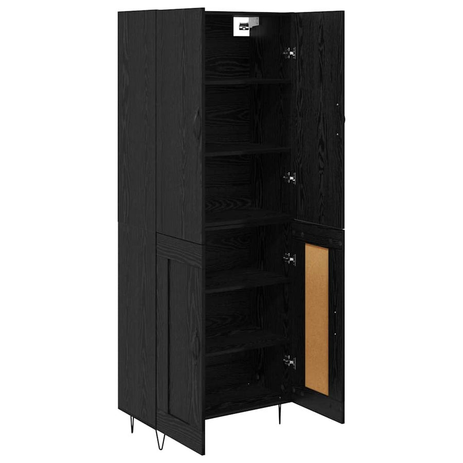 Highboard Wandgemonteerd 2 pcs Zwart Eiken Bewerkt hout