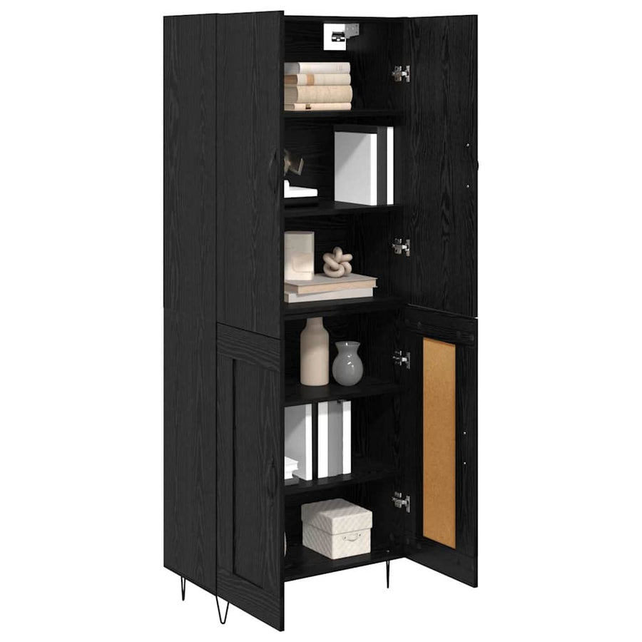 Highboard Wandgemonteerd 2 pcs Zwart Eiken Bewerkt hout