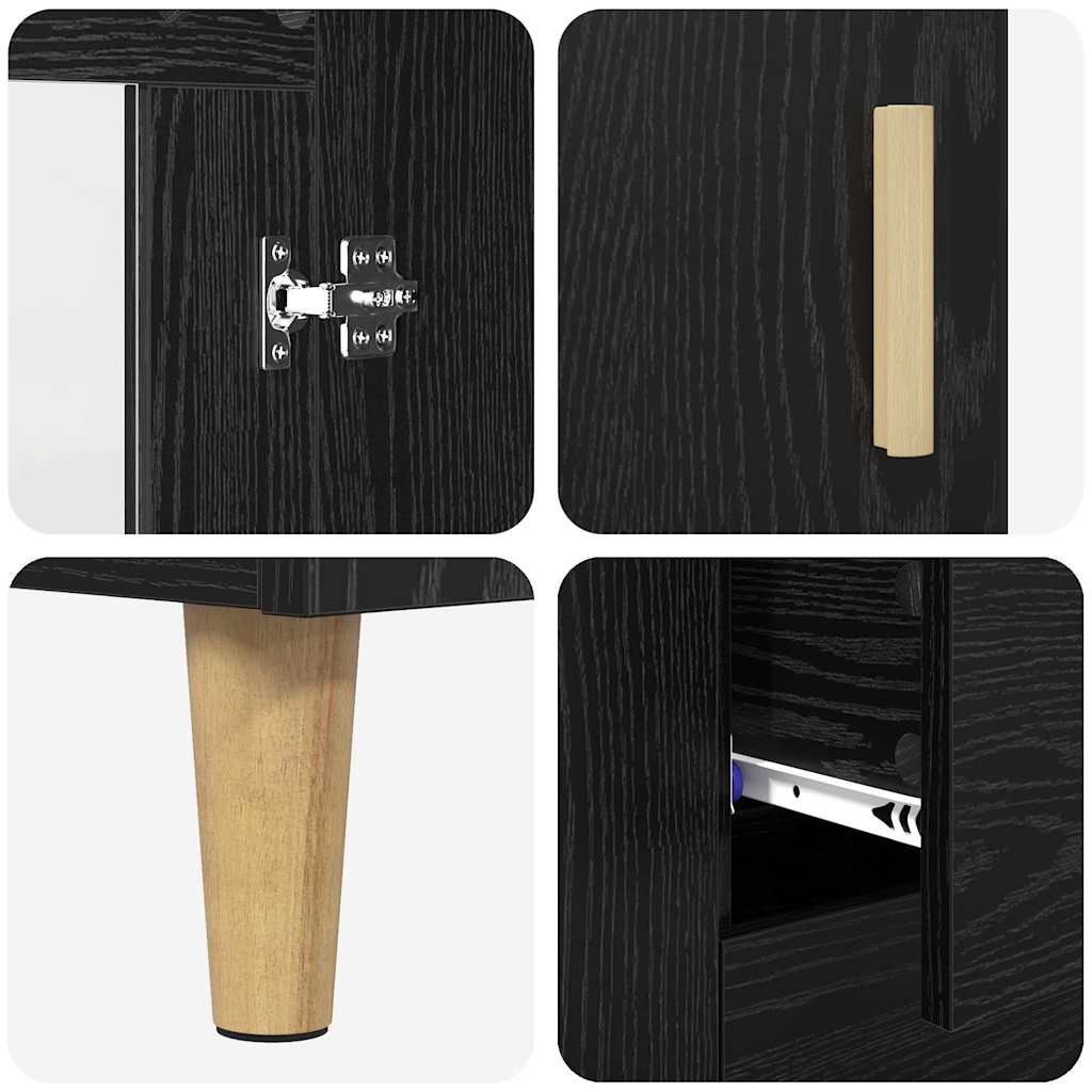 Highboard Wandgemonteerd 2 pcs Zwart Eiken Bewerkt hout