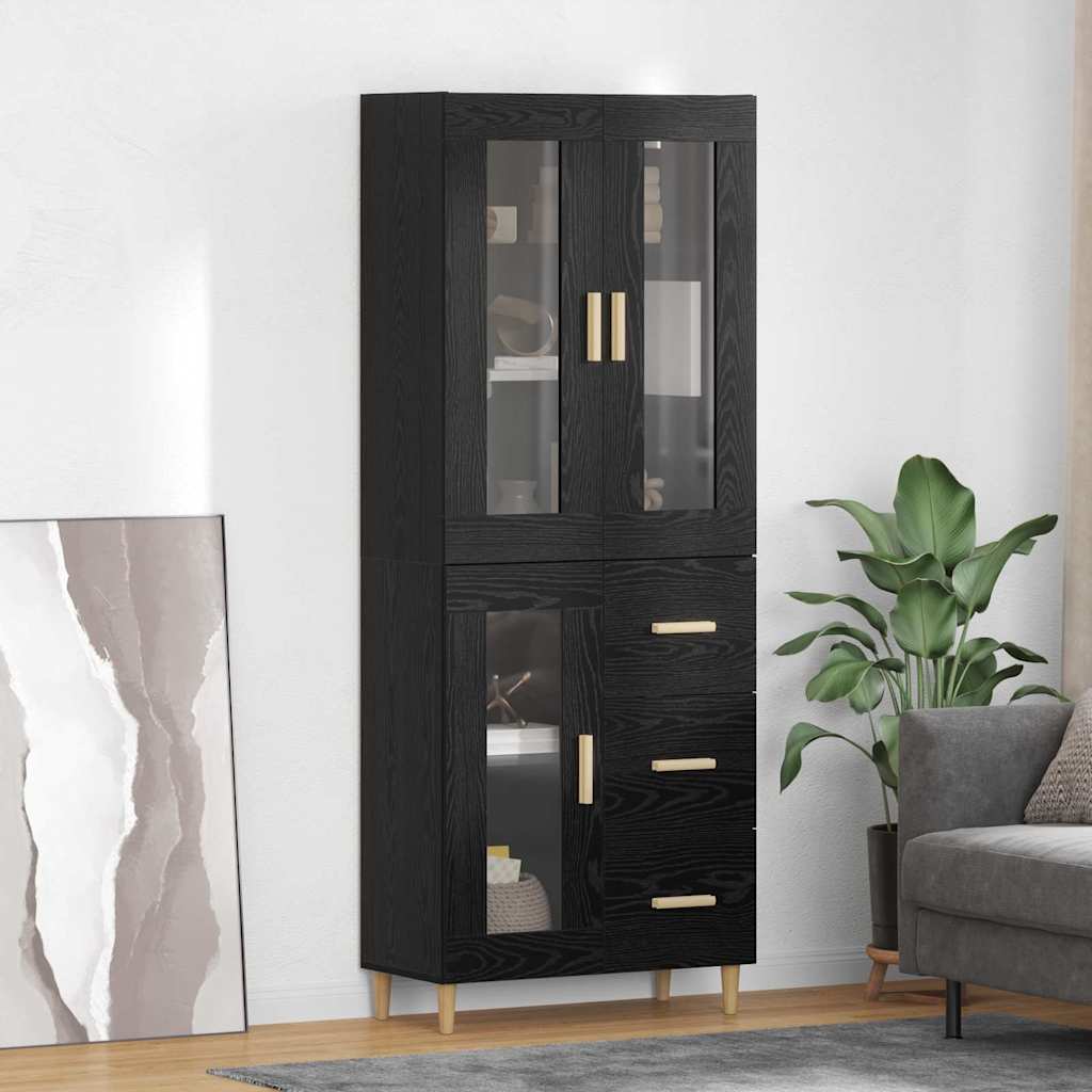 Highboard Wandgemonteerd 2 pcs Zwart Eiken Bewerkt hout