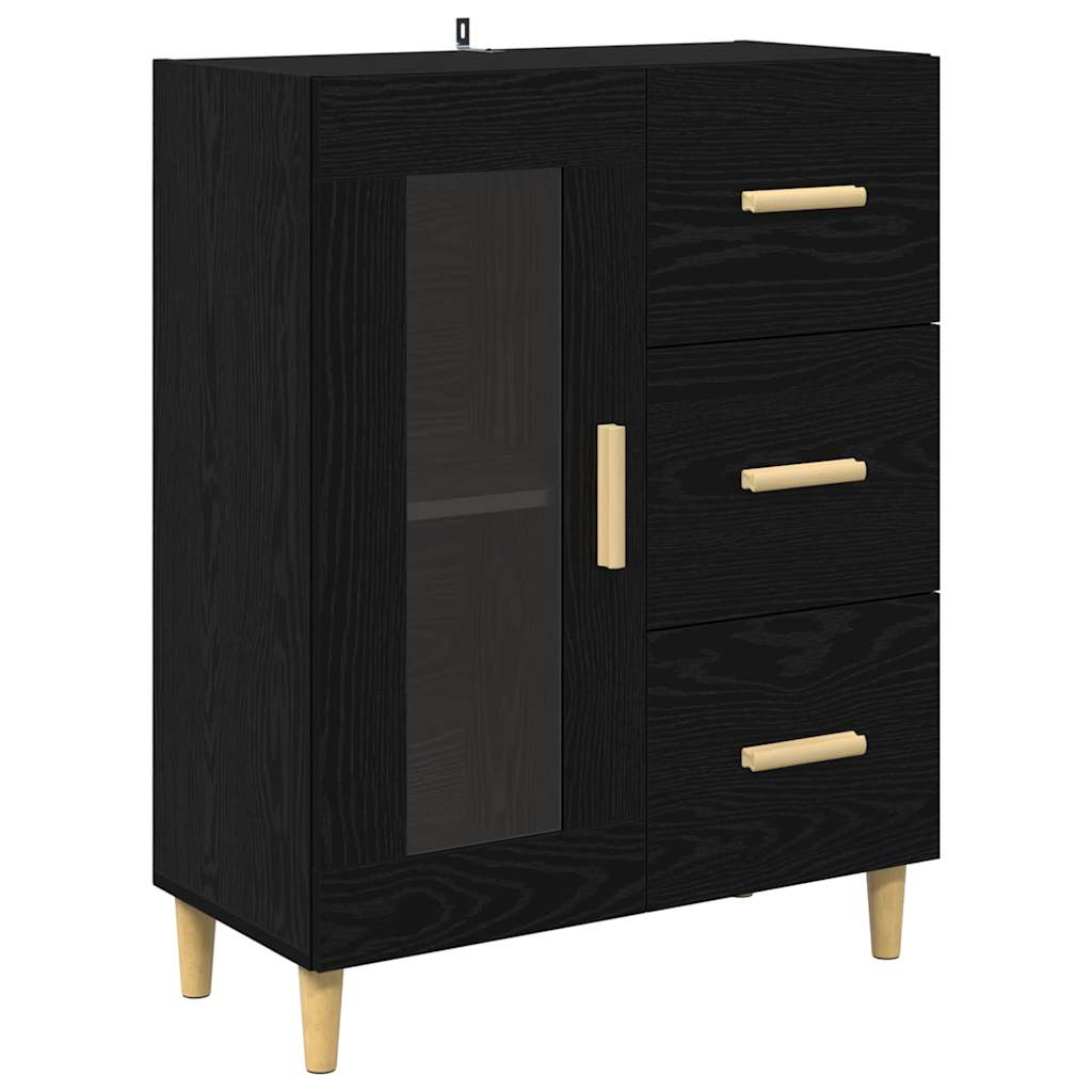Highboard Wandgemonteerd 2 pcs Zwart Eiken Bewerkt hout