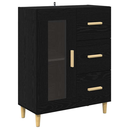 Highboard Wandgemonteerd 2 pcs Zwart Eiken Bewerkt hout
