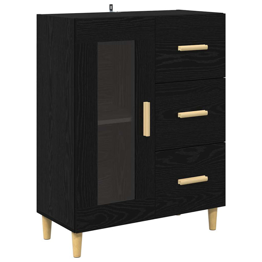 Highboard Wandgemonteerd 2 pcs Zwart Eiken Bewerkt hout