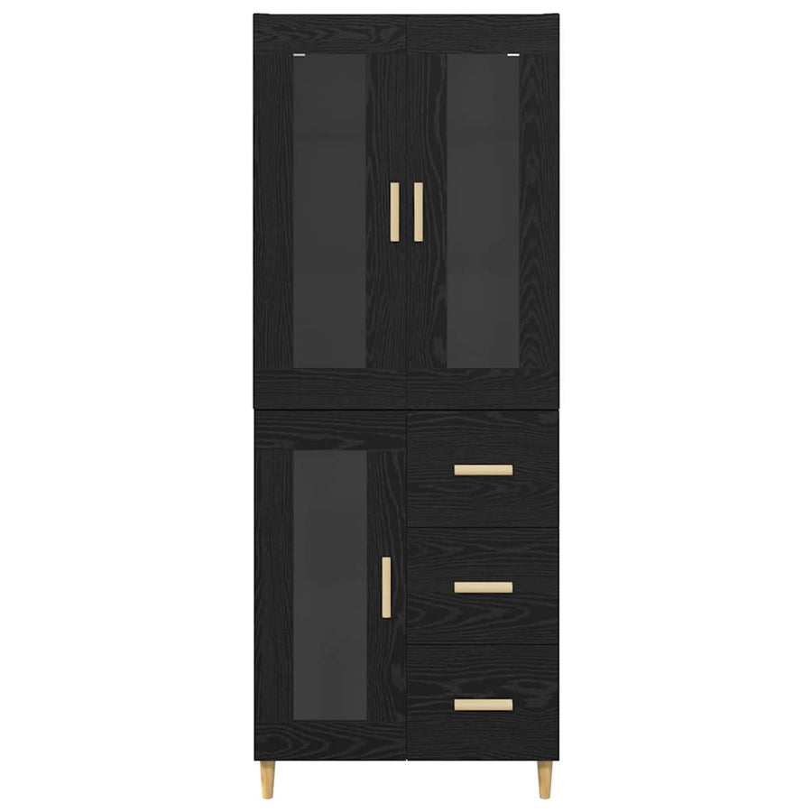 Highboard Wandgemonteerd 2 pcs Zwart Eiken Bewerkt hout