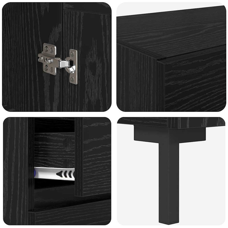 Highboard met lade Zwart Eiken 69,5 x 34 x 180 cm Bewerkt hout