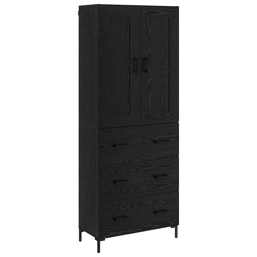 Highboard met lade Zwart Eiken 69,5 x 34 x 180 cm Bewerkt hout