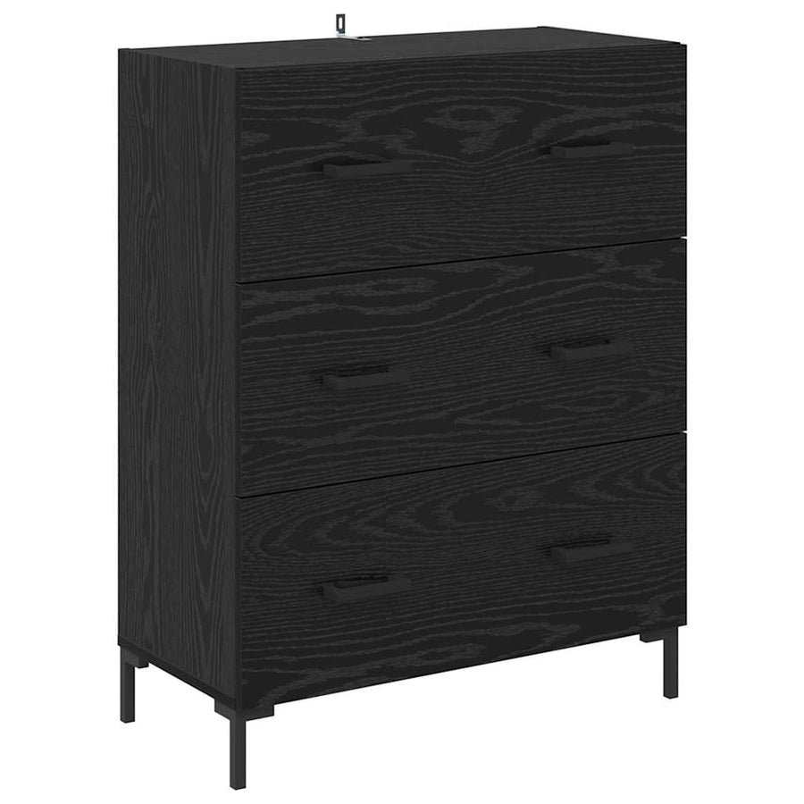 Highboard met lade Zwart Eiken 69,5 x 34 x 180 cm Bewerkt hout